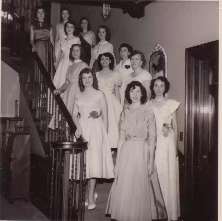 Coeeds in formal dress c1952